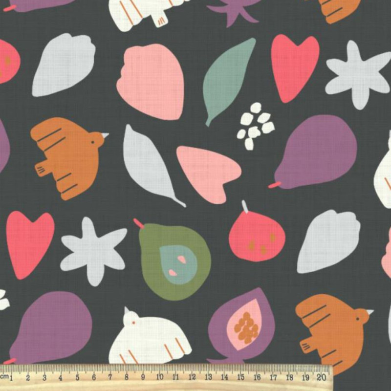Printed Cotton FLIO Charcoal / Vintage Multicolored
